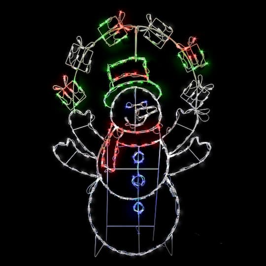 5 ft Pre-Lit Multicolor LED 2D Snowman Décor
